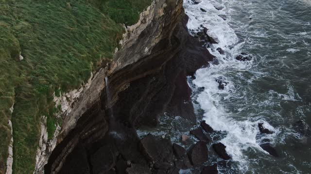 Aerial view of cliffs by the sea