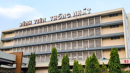 Ho Chi Minh City, Vietnam - May 17, 2020 : Main Building Of Thong Nhat Hospital In Ho Chi Minh City. Thong Nhat Hospital Is One Of The Biggest Hospital In Ho Chi Minh City.