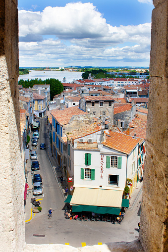 A view of the old city of Arles, seen from the Arènes d'Arles, the roman amphiteatre