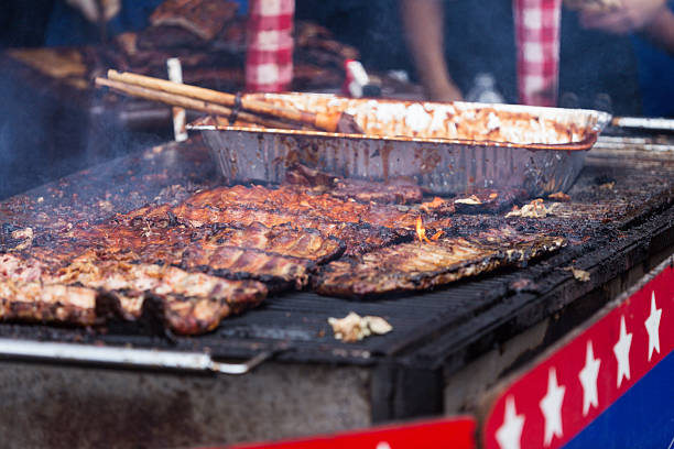 ribs on the barbecue stock photo