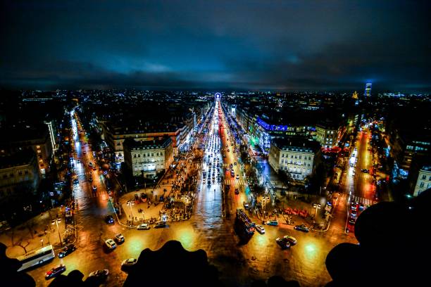 istock view from Arc de triomphe at night,Photo image a Beautiful panoramic view of Paris Metropolitan City 1813141715