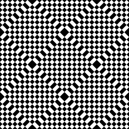 Abstract Seamless Geometric Checked Black and White Pattern and Texture. Vector Art.