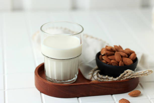 istock Organic Almond Milk on White Background 1813163628