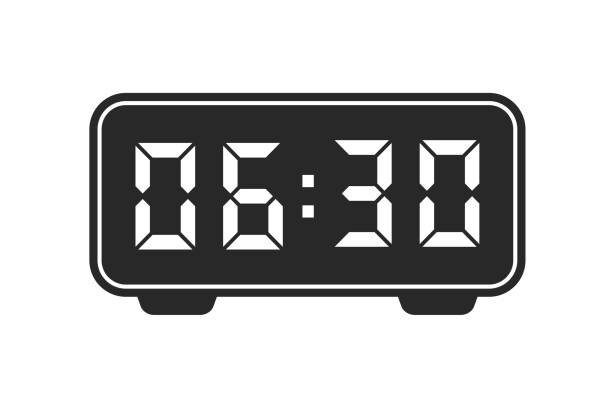 Digital clock silhouette icon. Electronic alarm clock.