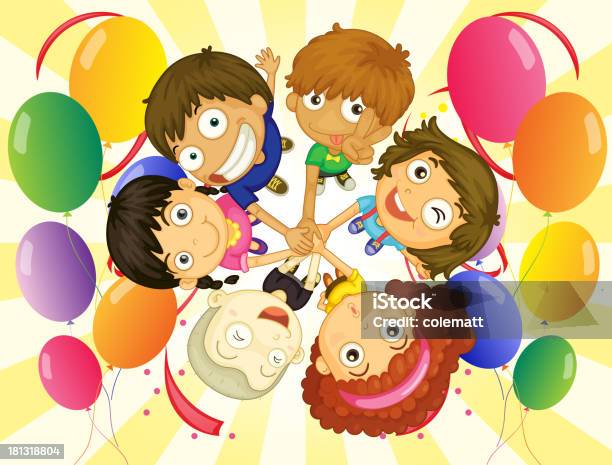 Kids In A Party Stock Illustration - Download Image Now - Balloon, Celebration, Child
