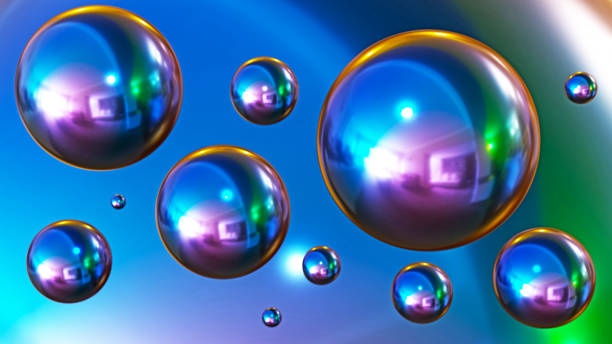 istock Shiny colored balls abstract background, 3d purple blue metallic glossy spheres as desktop wallpaper. 1813207177
