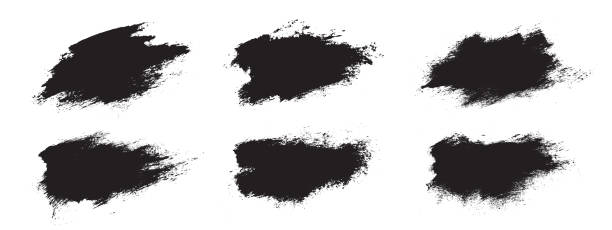 istock Black paint brush strokes isolated on white background. Dark watercolour set. Abstract grunge texture effect bundle. Graphic design element grungy painted style concept for banner, ads, offer, big, mega, or flash sale 1813213751