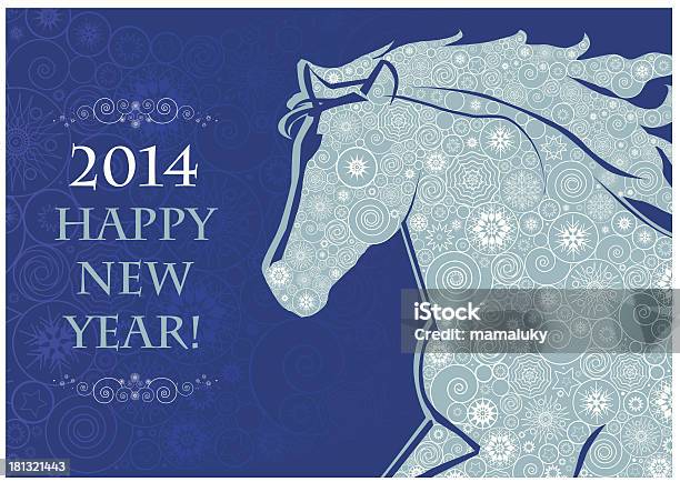 Horse Head Of Snowflakes Stock Illustration - Download Image Now - 2014, Animal, Animal Markings