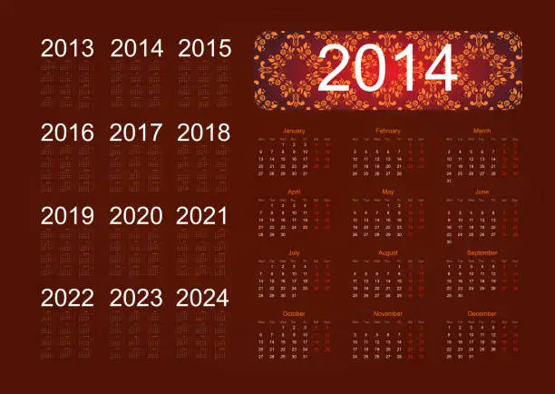 Vector illustration of calendar 2014