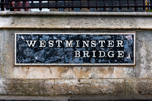 sign Westminster Bridge in London