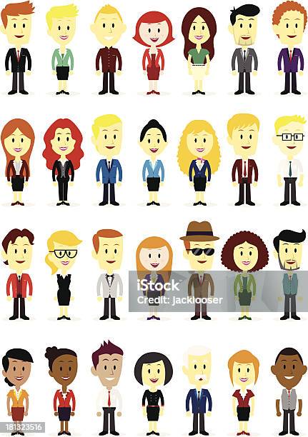 Cute Cartoon Business Man Woman Characters Stock Illustration - Download Image Now - Adult, Assistant, Belt