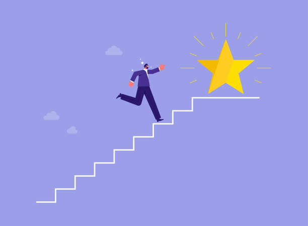 концепция достижений или карьерного роста - staircase determination goal high up stock illustrations