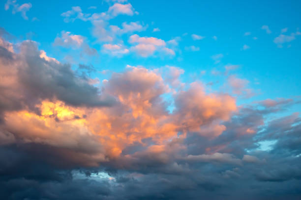 Lush colored clouds in the sky before sunset