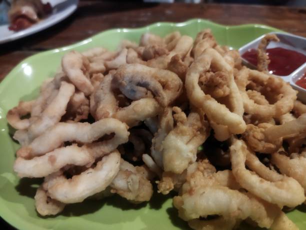 Fried squid ring stock photo