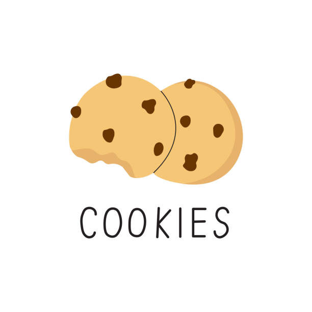 doodle ilustracja ciasteczek z czekoladą. słodka przekąska w stylu amerykańskim. - biscuit cookie cracker missing bite stock illustrations