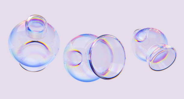 istock Colorful iridescent glass material abstract 3d rendering isolated shapes 1813258065