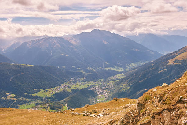 istock Panoramic view of alpine mountain valley, Bellwald, Valais, Switzerland 1813258630