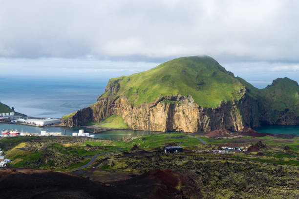 istock Heimaey town aerial view from Eldfell volcano. 1813260035