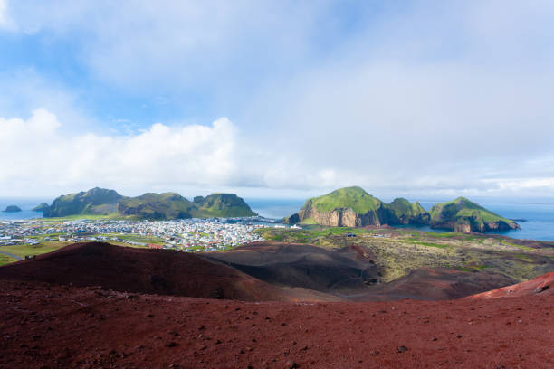 istock Heimaey town aerial view from Eldfell volcano. 1813260111