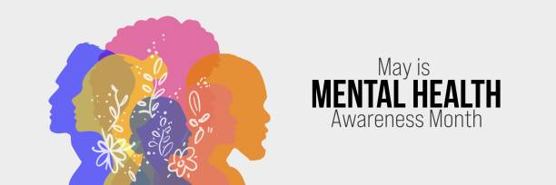 nyomtat - mental health awareness month témájú stock illusztrációk