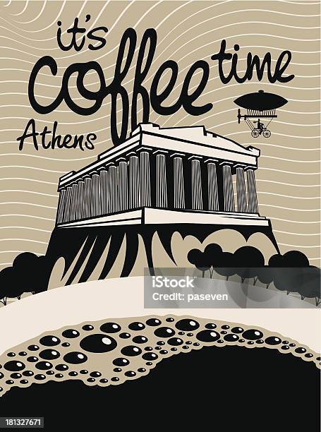 Kaffeeathen Stock Vektor Art und mehr Bilder von Akropolis - Athen - Akropolis - Athen, Altertümlich, Anhöhe