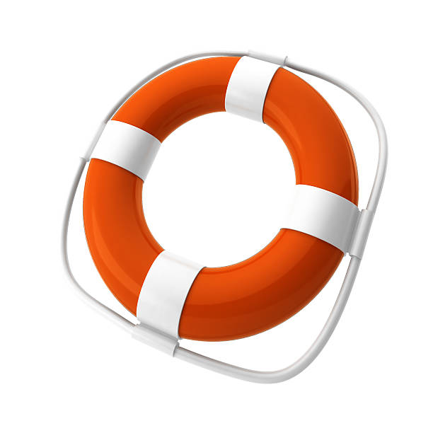 istock 3d render of orange lifebuoy on white 181327818