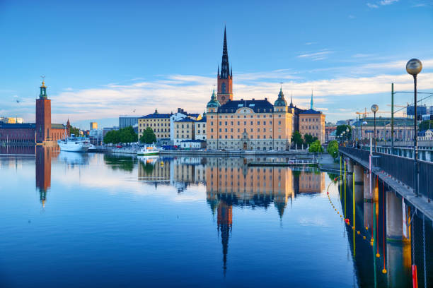 Cityscape of Stockholm old town at sunrise, Sweden