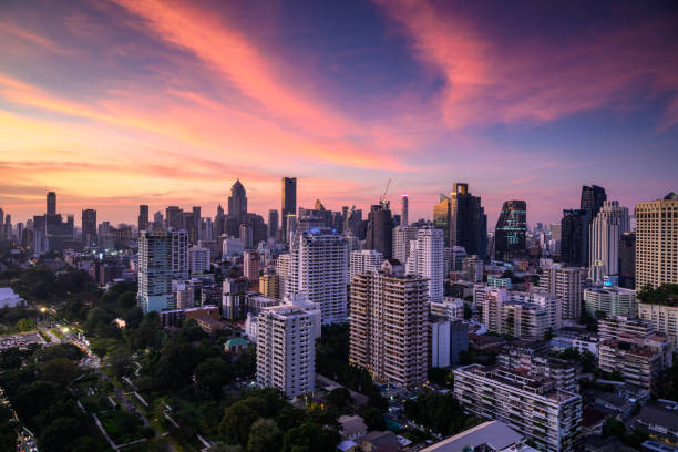 istock Bangkok skyline at sunset 1813283800