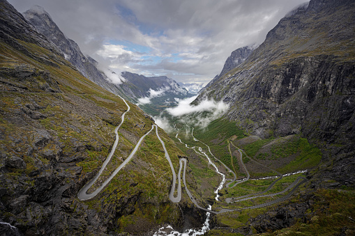 Trollstigen is an impressive pass road that winds its way through impressive hairpin bends. The road connects Åndalsnes with Valldal in Sunnmøre.