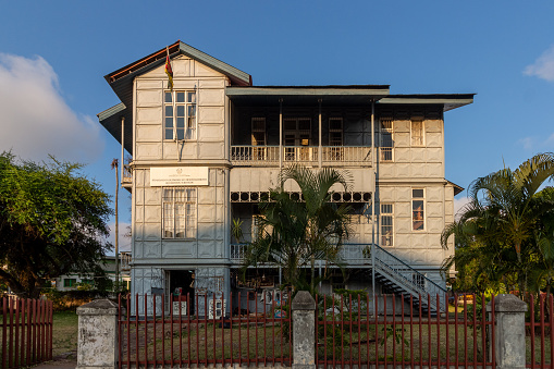 Maputo, Mozambique -  November 25, 2023: Historic prefabricated iron building fabricated in Belgium and assembled in 1892