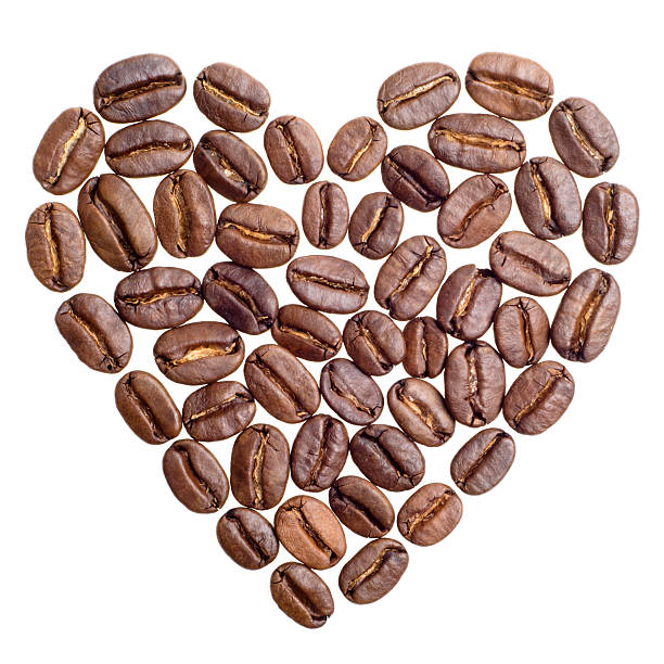 heart made of coffee beans stock photo