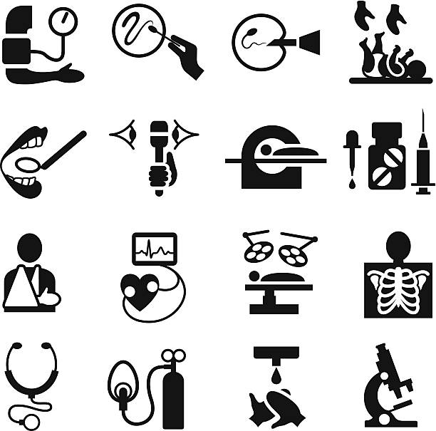Healthcare and Medical Icon Set Healthcare and Medical Icons single colour. diagnostic equipment stock illustrations