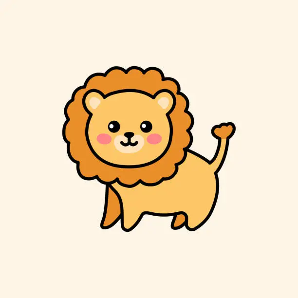 Vector illustration of Lion color element. Hand drawn animals.