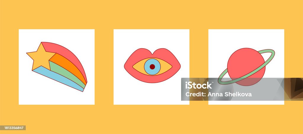 Object Groovy Groovy Elements Card Set Stock Illustration - Download Image Now ...