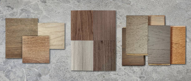 istock sample of construction materials on stone background. materials for interior design contains multi color and pattern of wooden ceramic tiles, veneers, engineering flooring tiles. finishing materials. 1813359554