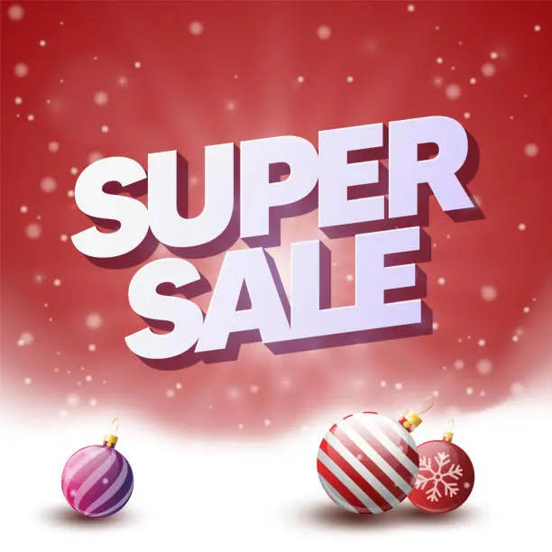 Vector illustration of Super sale. Christmas offer. Website banner