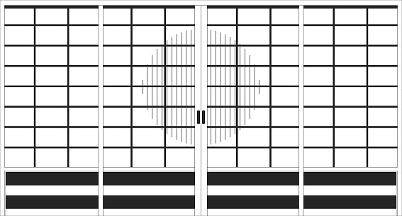 Traditional japanese doors with sun silhouette outline 2D cartoon background. Sliding shoji doors linear aesthetic vector illustration. Screens entrance flat wallpaper art, monochromatic lofi image