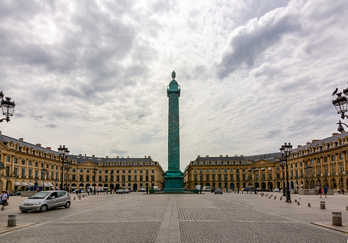 Paris, France - May 2019: Vendome column on Vendome square