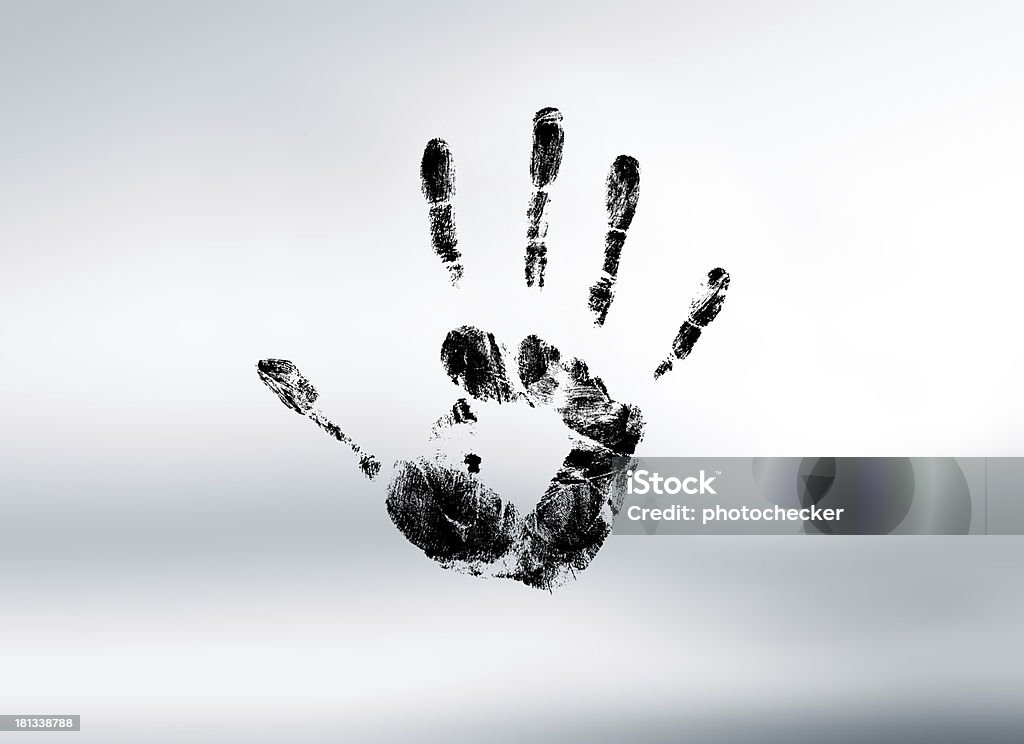 Black imprint of a hand new unknown handprint on the mystery background Child Stock Photo