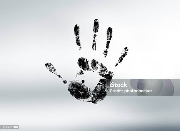 Black Imprint Of A Hand Stock Photo - Download Image Now - Child, Palm of Hand, Track - Imprint