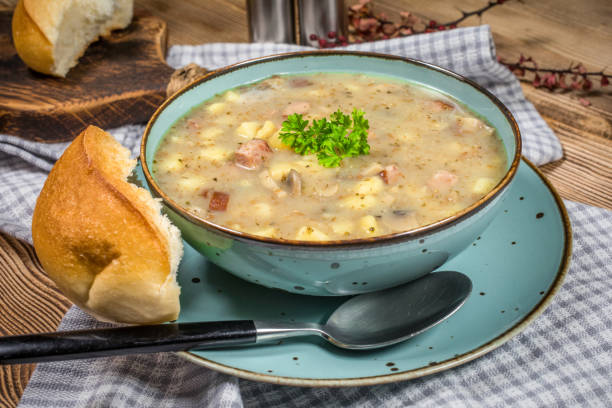 istock Traditional polish soup Zurek in ceramic bowl. 1813414663