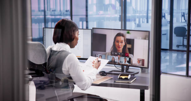 istock Virtual Business Conference: Online Video Interview 1813472459