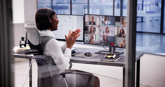 Virtual Business Meeting: Clapping at Video Event