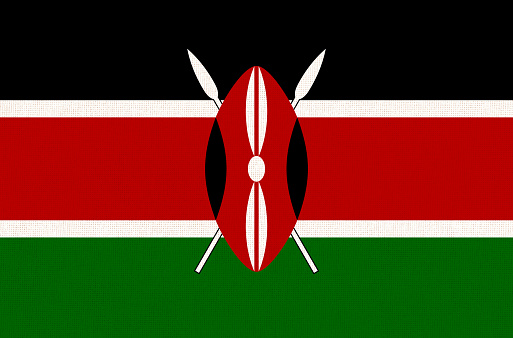 Republic of Kenya national fabric flag, textile background. Symbol of international world African country. State Kenyan official sign.