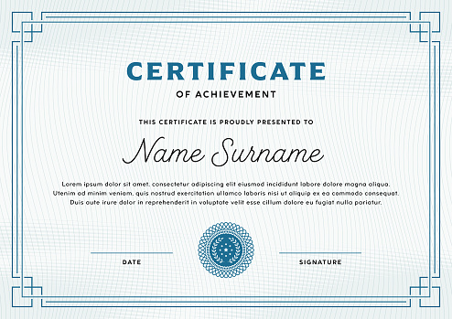 Vector certificate of achievement, appreciation template. Simple stylish diploma design template.