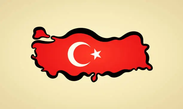 Vector illustration of Turkey - Map colored with flag