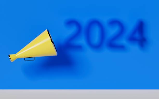 istock 2024 And Blue Megaphone Over Blue Background 1813521564