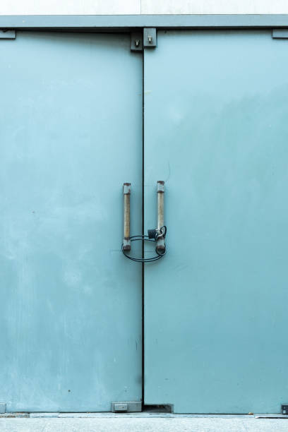 istock Glass Door, Padlock, Close 1813527885