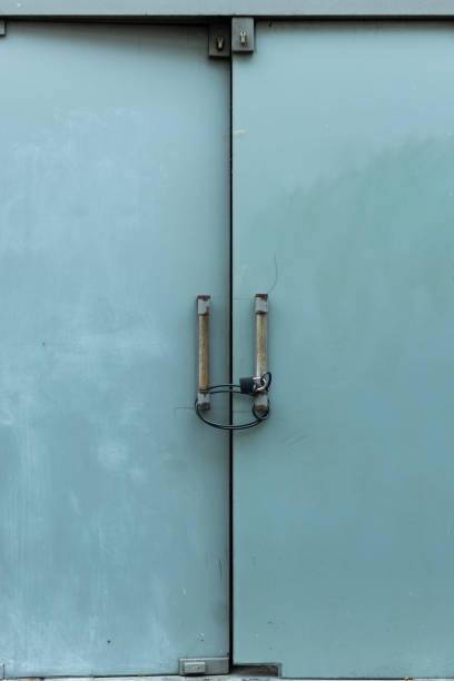 istock Glass Door, Padlock, Close 1813527890