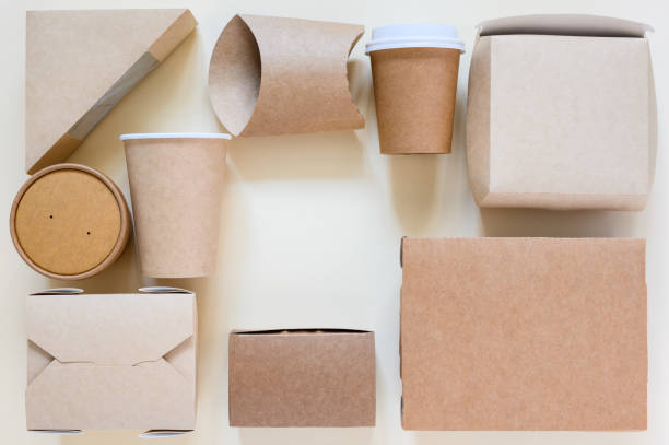 istock Zero waste concept. Disposable food packaging and empty space in the center. View from above 1813612780